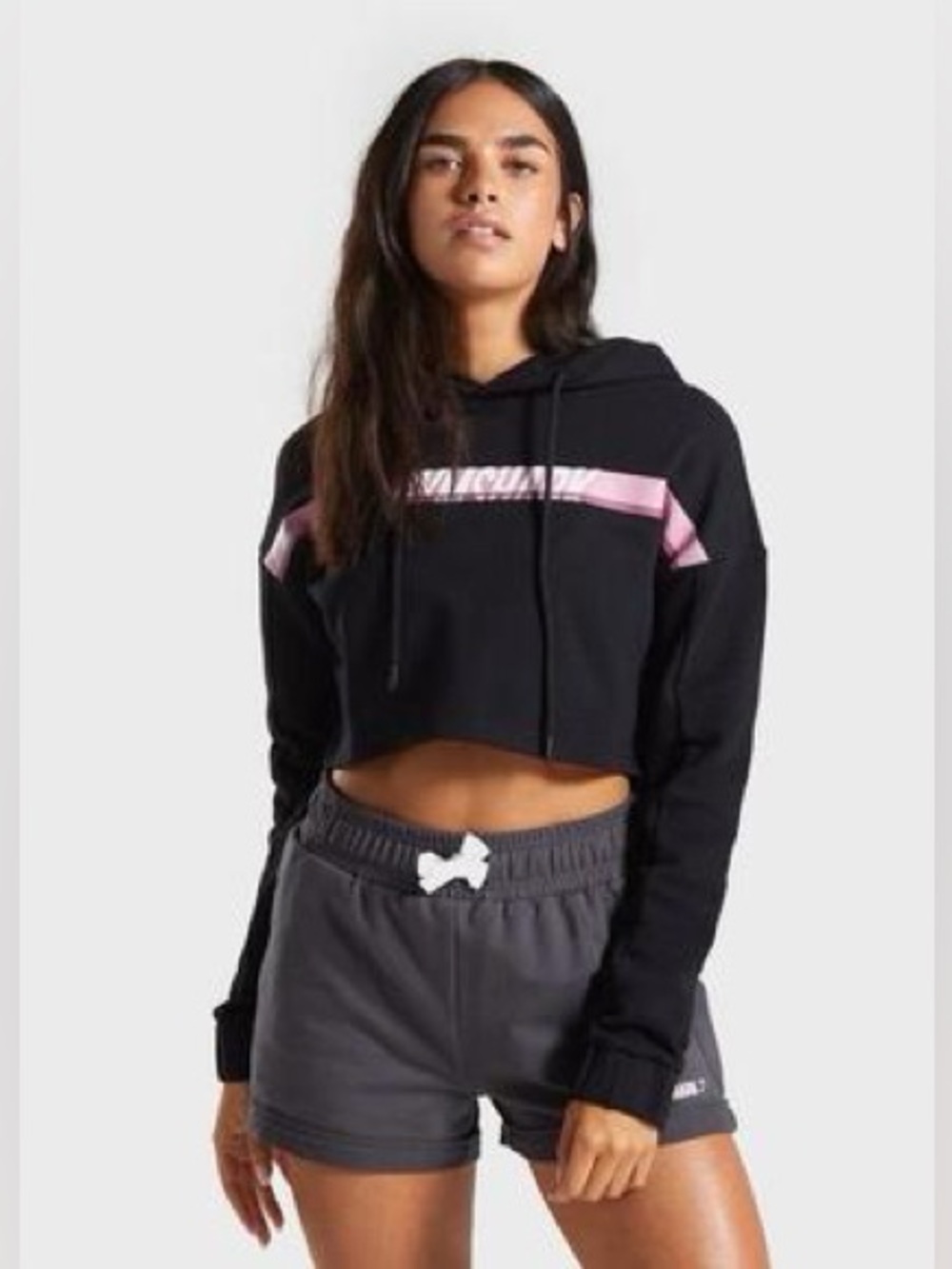 Gymshark Womens Pullover Cropped Sweatshirt Hoodie Black Size small